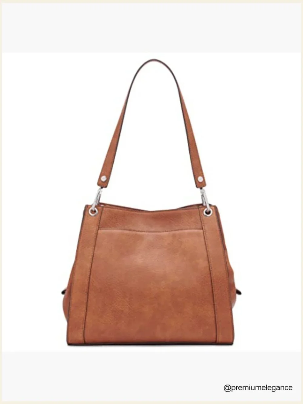 Triple Compartment Hobo Shoulder Bag Vegan Leather 3 Sections